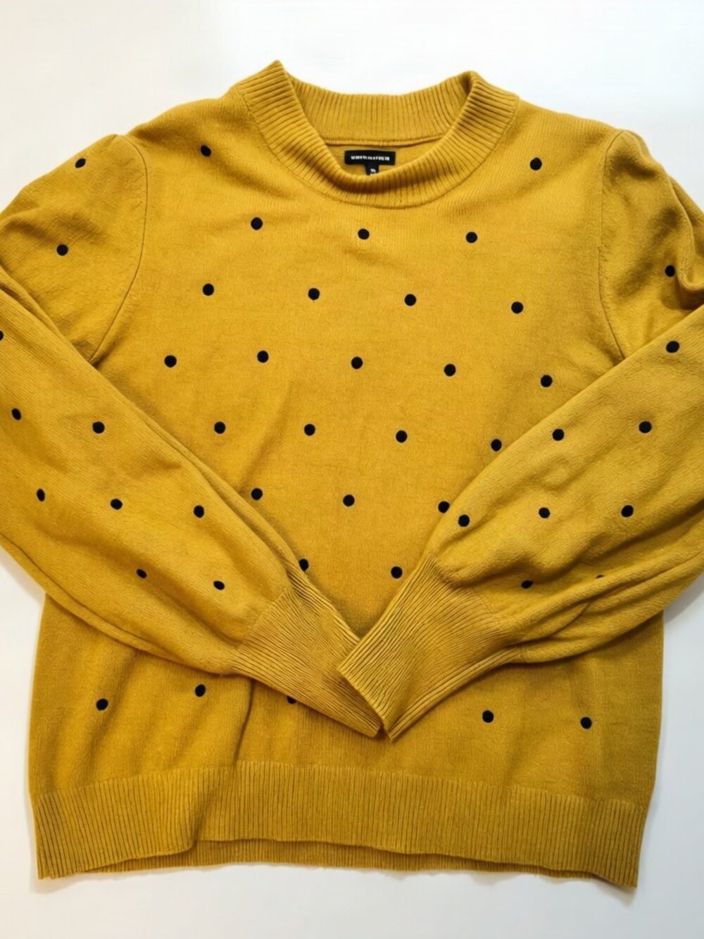 Who What Wear Mustard Polka Dot Mockneck Sweater XL